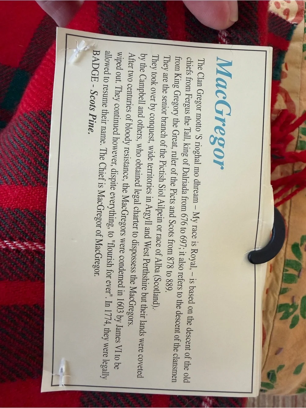 McGregor Red and Green Tartan Wool Throw